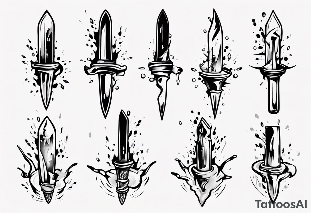 Dagger falling in a puddle tattoo idea