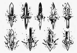 Dagger falling in a puddle tattoo idea
