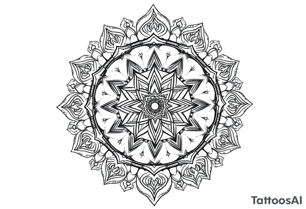 intricate mandala with sacred geometry and cosmic elements tattoo idea