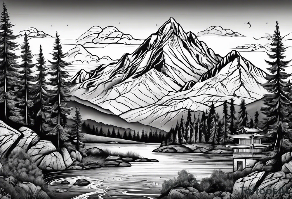 mountains explore adventure tattoo idea