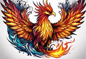 Phoenix rising out of fire. Rebirth. tattoo idea
