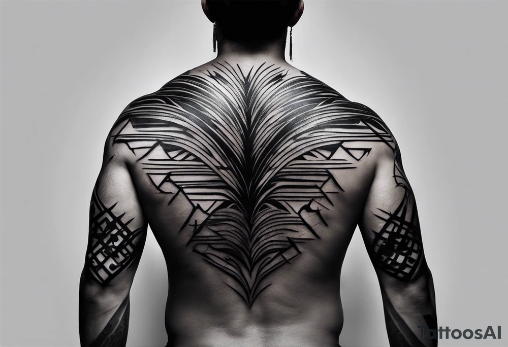 Certainly! Here’s a description for your back tattoo:

---

**Tattoo Description:**

Design: Black work, paint strokes.
Location: Back.
Concept: Dante's Inferno, representing the layers of hell.

**Design Details:**

1. **Vertical Lines:**
   - Two bold, vertical lines run parallel up the spine, symbolizing the journey through the depths of Dante's Inferno.

2. **Horizontal Lines:**
   - Nine horizontal lines intersect the vertical lines, each representing one of the nine circles of hell.
   - The lines descend down the back, each becoming progressively shorter and narrower to signify the decreasing levels of hell's circles.
   - The paint stroke style gives the lines a dynamic, brush-painted appearance, enhancing the dramatic and artistic effect.

3. **Overall Style:**
   - The black work technique ensures a striking contrast, with deep black ink emphasizing the severity and depth of the concept.

Sure, here's a simplified version:

---

**Tattoo Description:**

**Design:** Black work, paint strokes.
**Location:** Back.
**Concept:** Dante's Inferno, layers of hell.

**Details:**

1. **Vertical Lines:**
   - Two parallel lines up the spine.

2. **Horizontal Lines:**
   - Nine perpendicular lines, descending and decreasing in width.

**Style:**
   - Bold black work with paint stroke effects.

---

This version is straightforward and clear.

---

This description provides a clear and detailed vision for your tattoo artist to work from, capturing the essence and symbolism of Dante’s Inferno in a powerful and visually striking way. tattoo idea