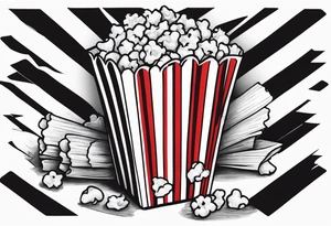 Traditional cinema Popcorn box with vertical stripes tattoo idea