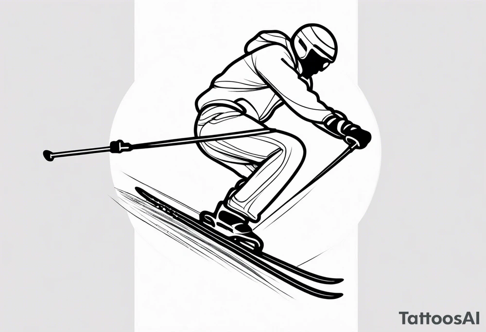 Skier in motion, single line tattoo idea