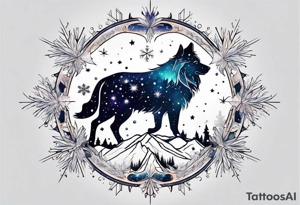 Constellation, animal, snowflake tattoo idea