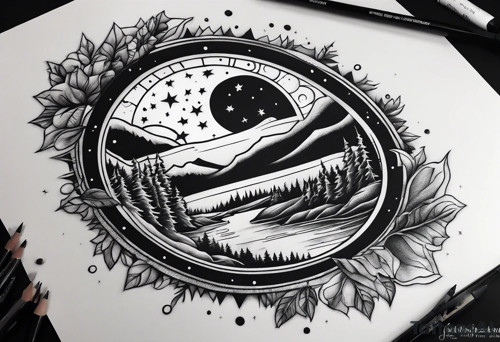 Northern lights with pennywise tattoo idea
