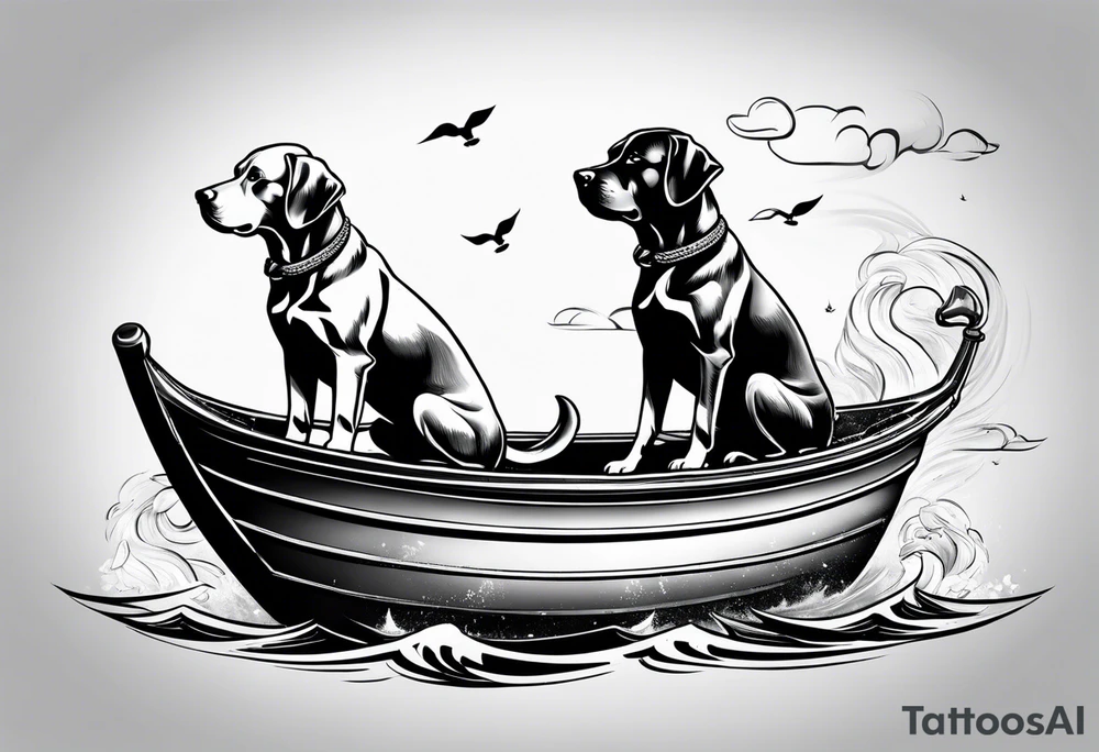 two dogs in a boat tattoo idea