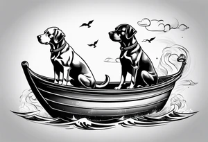 two dogs in a boat tattoo idea