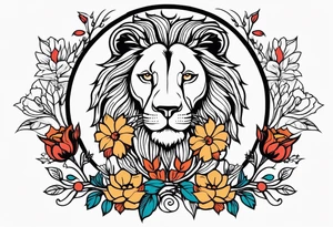 lion

vintage tattoo style old school traditional bold color simple with flowers surrounded tattoo idea