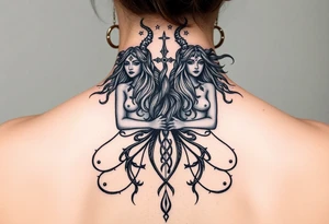 Goddesses Hecate and Freya intertwined by magic. With both feminine and masculine qualities. tattoo idea