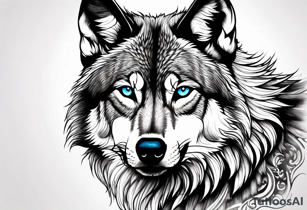 wolf with blue eyes tattoo idea