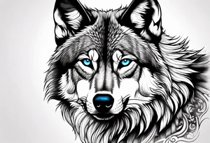 wolf with blue eyes tattoo idea