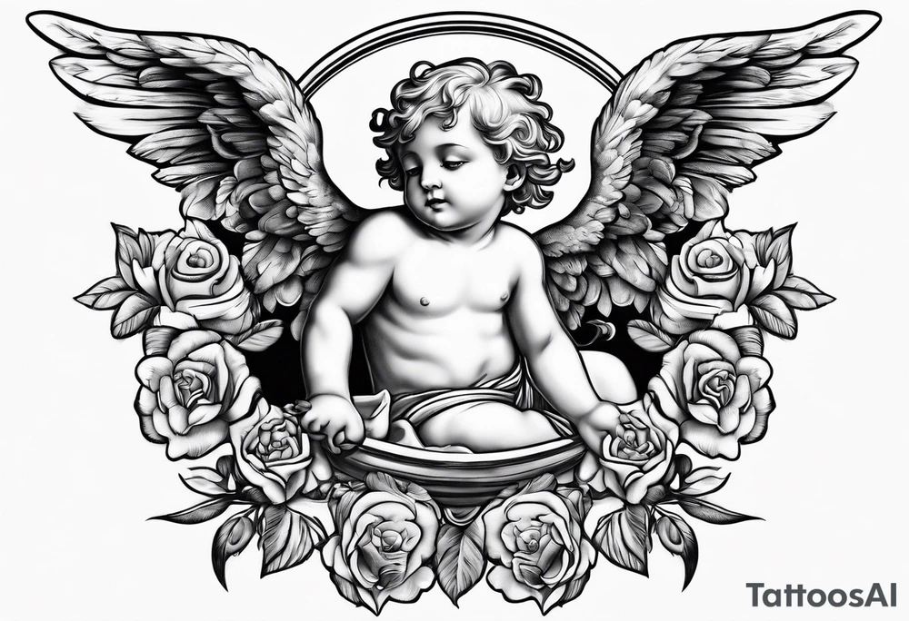Cherub looking down tattoo idea