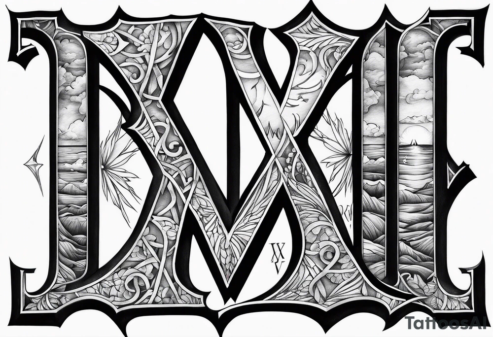 XXII XI MMXX letters in sunset tattoo idea