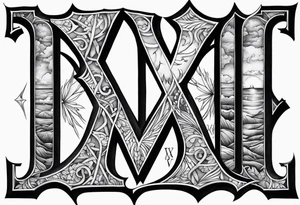 XXII XI MMXX letters in sunset tattoo idea