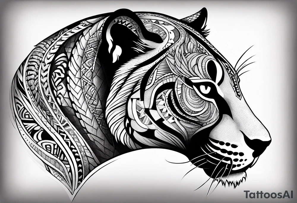 aztec black jaguar with snake tattoo idea