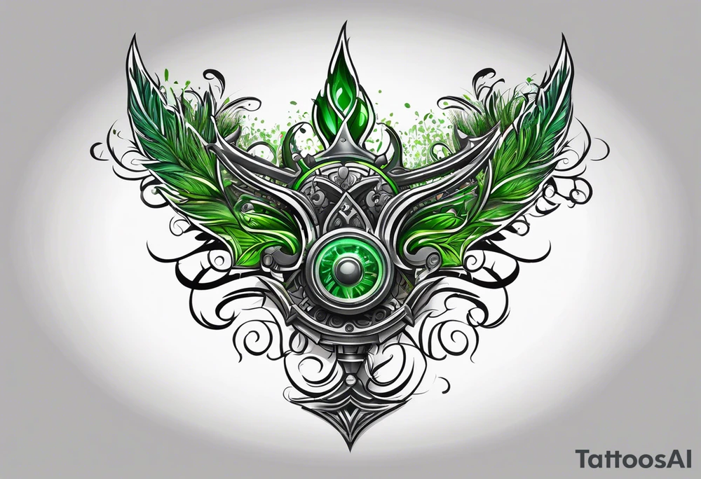Automatic lawn sprinkler with green grass tattoo idea