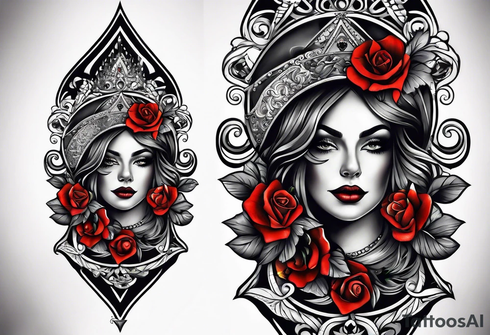 Latin Queen Of Spades tattoo sleeve hentai tattoo idea