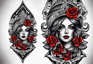 Latin Queen Of Spades tattoo sleeve hentai tattoo idea