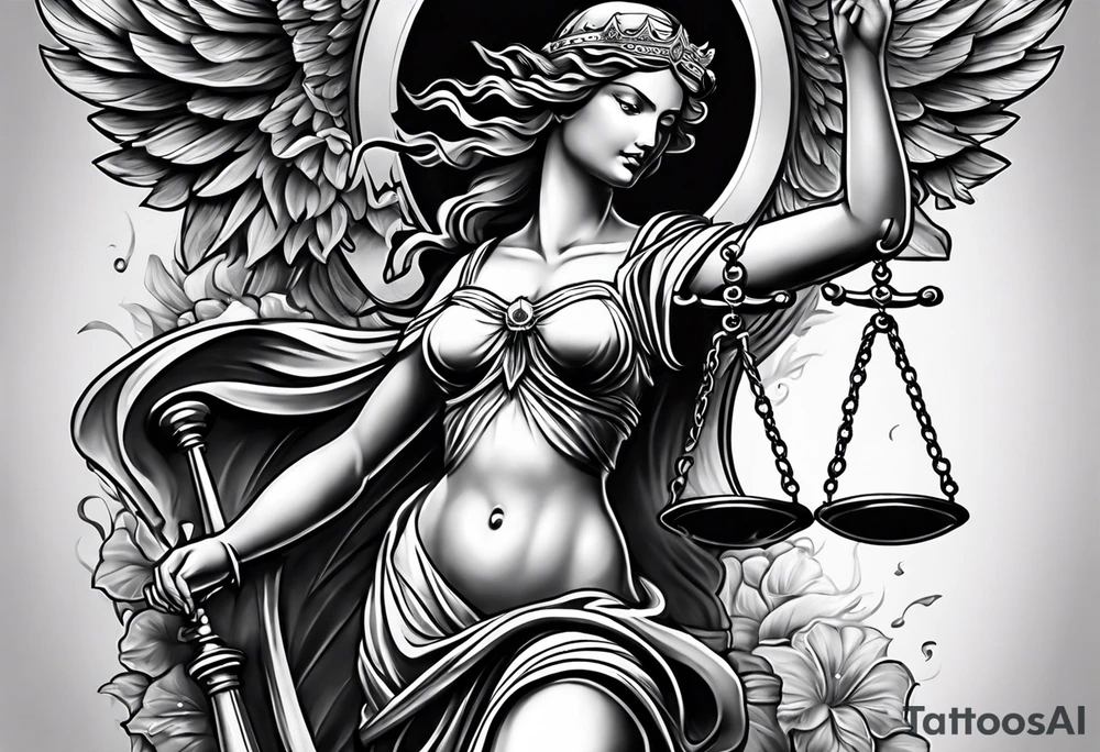 lady justice and blood tattoo idea