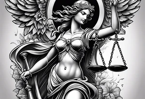 lady justice and blood tattoo idea