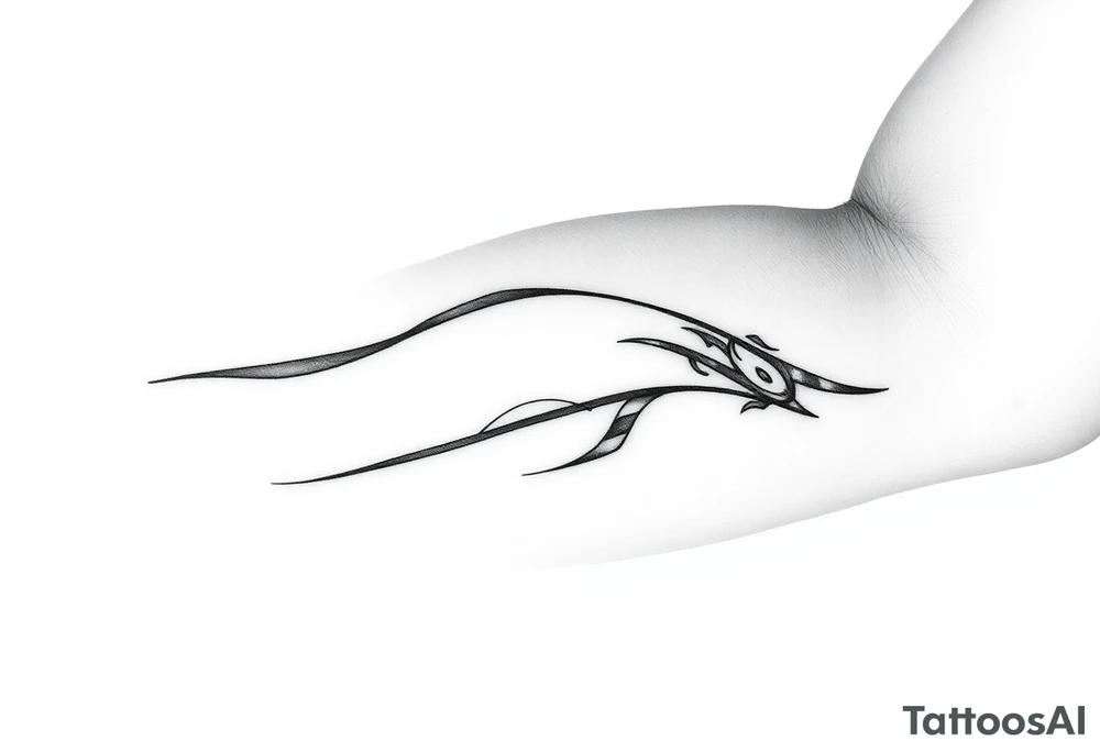 3 lines around the arm. Each line has with different style. tattoo idea