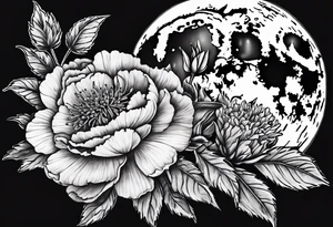moon with carnations tattoo idea