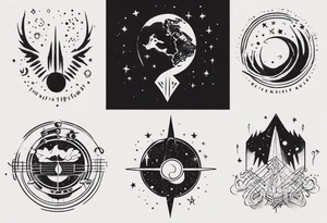 Friendship music space tattoo idea