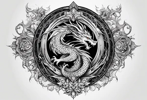 Small dragon on column tattoo idea