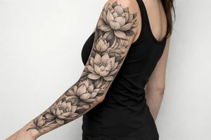 a lotus flower with fine linework tattoo idea