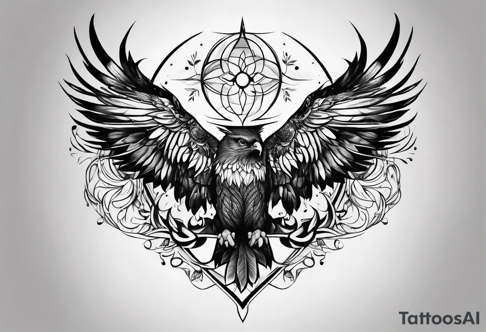 shoulder tattoo with nature and adrenaline activities tattoo idea