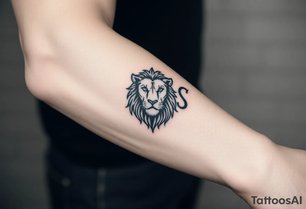 Fancy style "leo"  birth
 sign lion tattoo idea