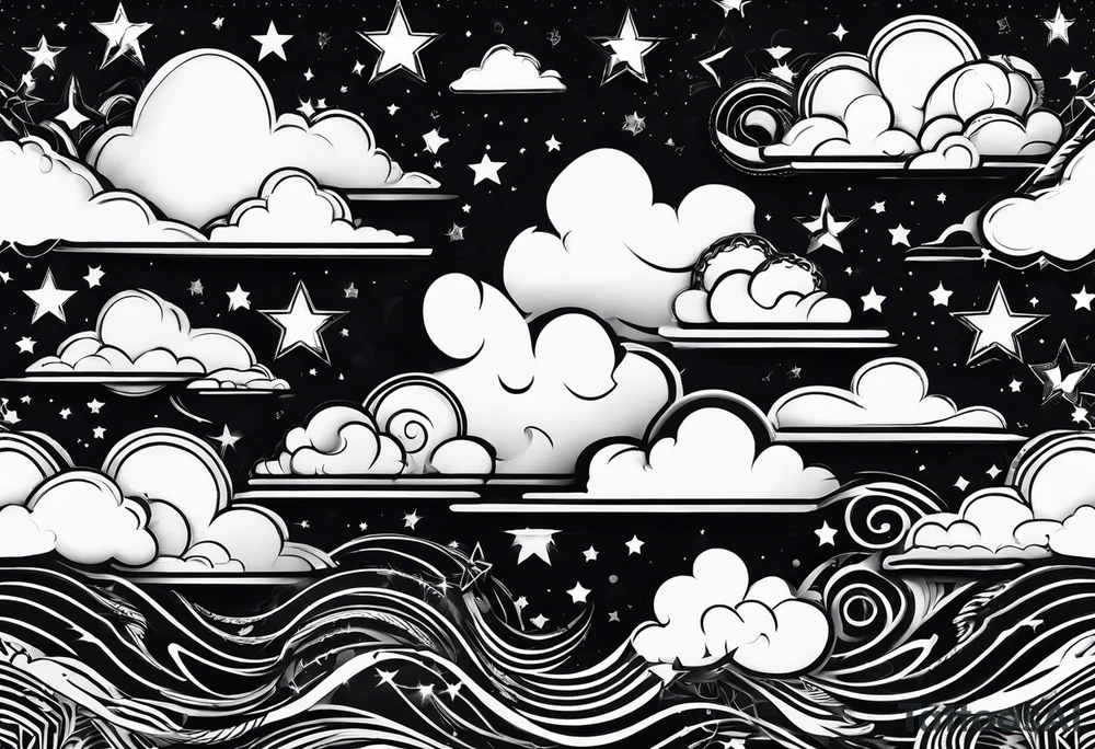 stars, clouds, tattoo idea