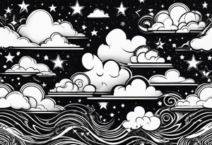 stars, clouds, tattoo idea