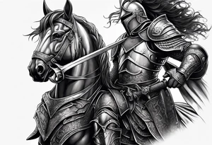 dark fantasy style knight in armor savage warrior, inner bicep tattoo design tattoo idea