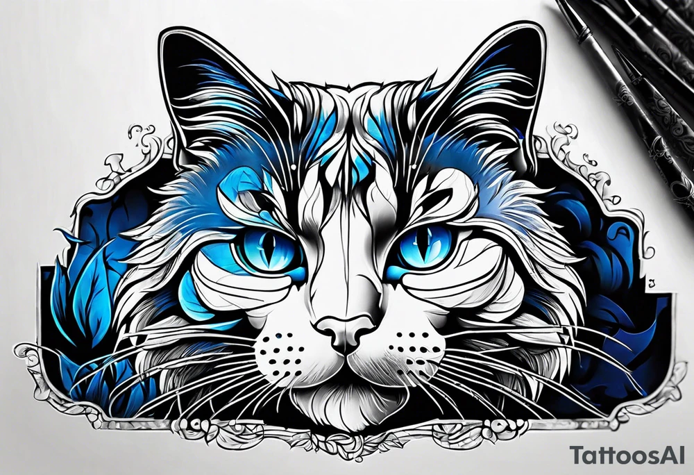 blue cat tattoo idea