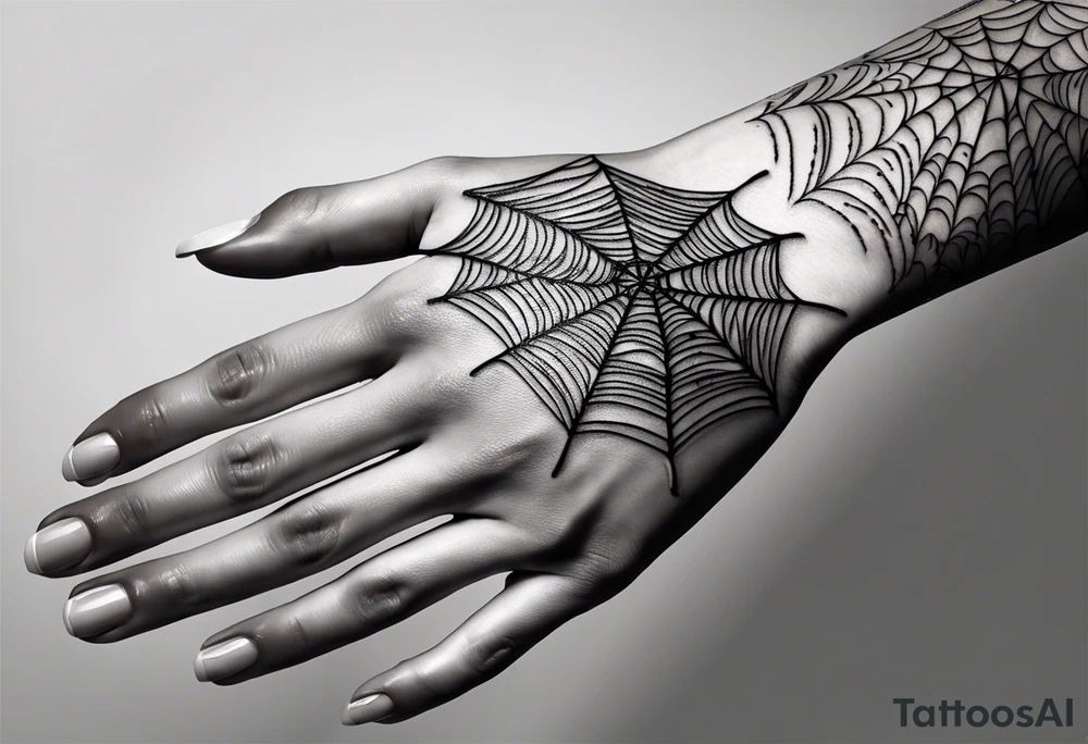 Skeleton hand with spider web tattoo idea