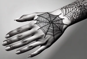 Skeleton hand with spider web tattoo idea