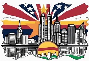 Arizona flag on top of the NYC skyline tattoo idea