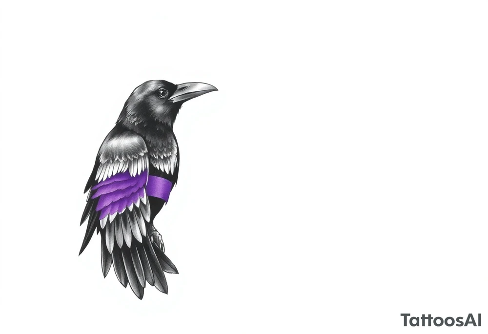 A crow tattoo that incorporates a strip/band of purple somewhere in the design to represent dealing with domestic abuse. Be creative. tattoo idea