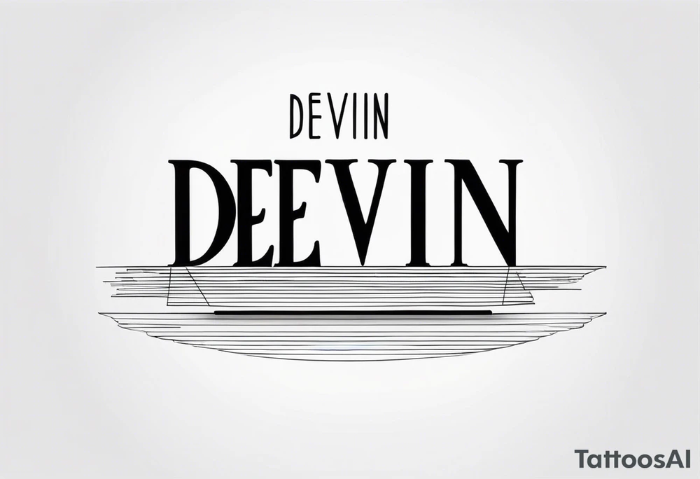 using my husbands name 'devin' can you create a thin line script tattoo 
 with name only and very minimalist tattoo idea