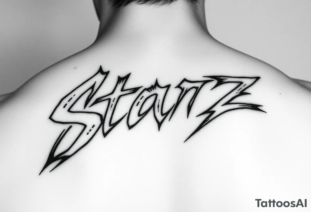 Edgy cybersigilism of the word “Starz” tattoo idea