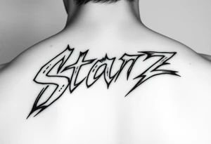 Edgy cybersigilism of the word “Starz” tattoo idea