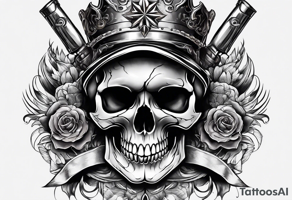 skull with 3 bullets in head tattoo idea
