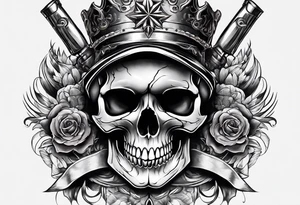 skull with 3 bullets in head tattoo idea