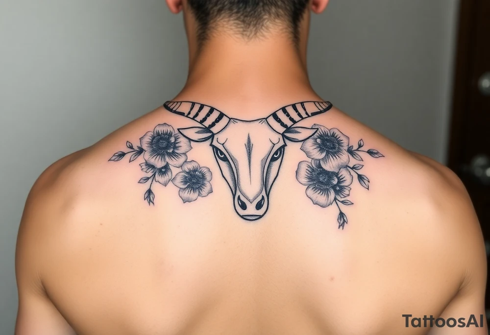 Taurus feminine with purple flowers tattoo idea