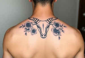 Taurus feminine with purple flowers tattoo idea