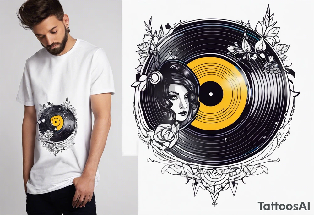 Vinyl music record + Fantasy tattoo idea