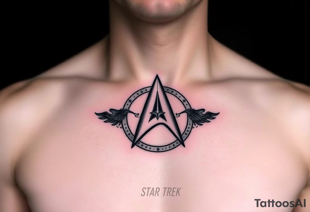 Star Trek Captain Kirk emblem on front left breast tattoo idea