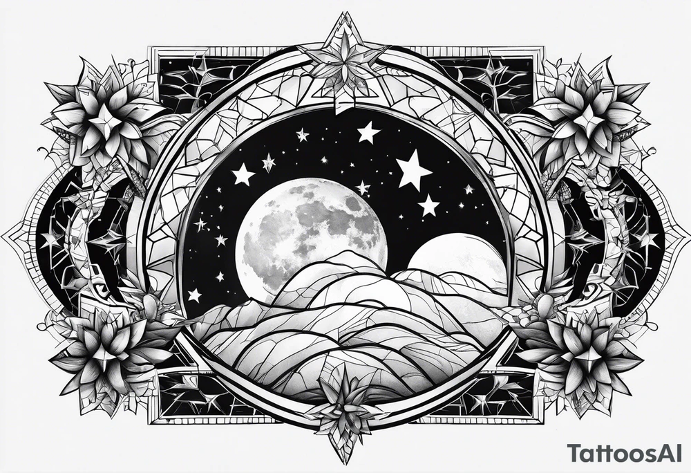 Stars moon tattoo idea